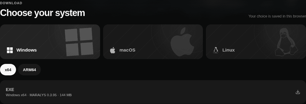 Choose your system, then download the installer.