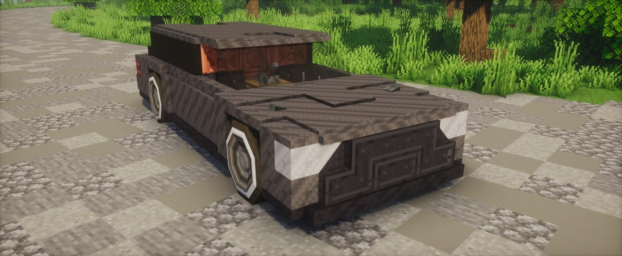 Classic coupe built with Create blocks on the ASTRA Minecraft server
